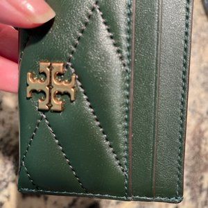 NWOT Tory Burch Kira Chevron Card Case, Green